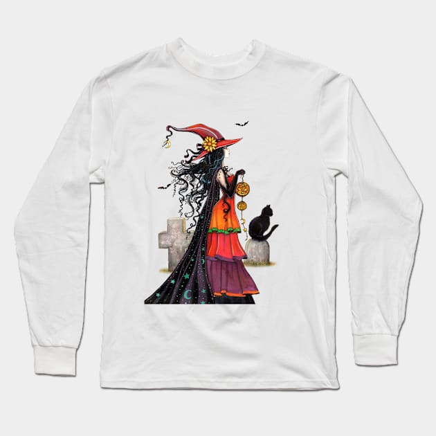 Witch Way Halloween Fantasy Art by Molly Long Sleeve T-Shirt by robmolily